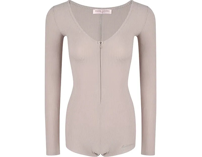 Ribbed Knit Slim Romper