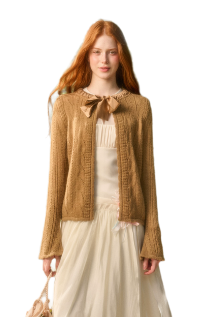 Soft Wool Ribbon Cardigan