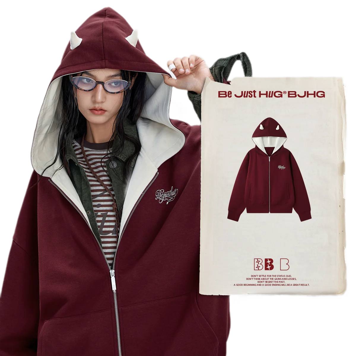 Oversized Devil Hooded Zip Jacket
