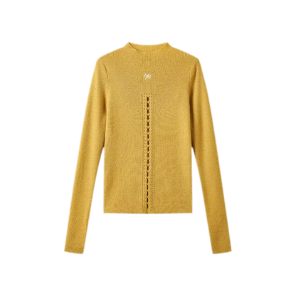 Openwork Rib-Knit Fitted Top