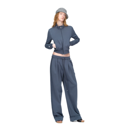 Raw-Edge Cropped Sweatshirt Set