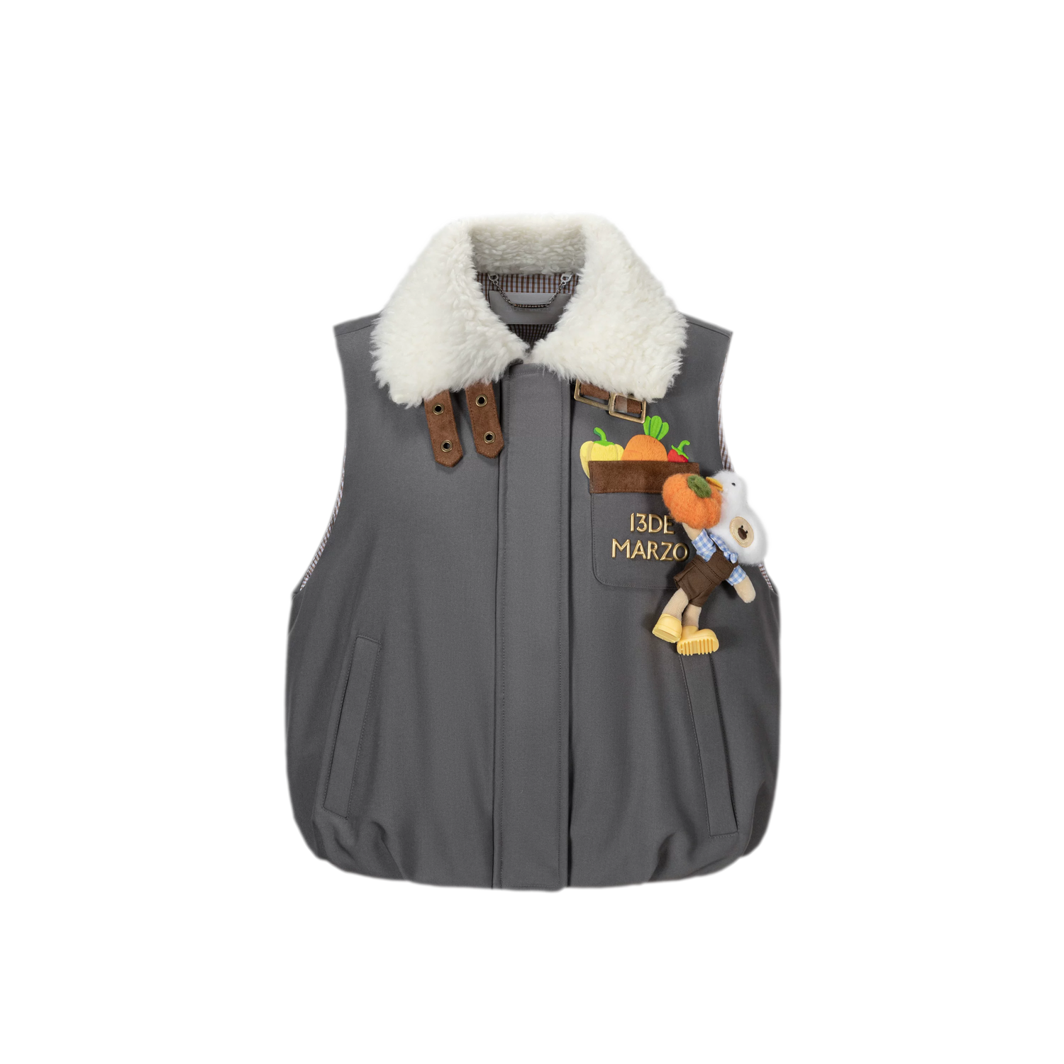 Textured Faux-Fur Collar Vest