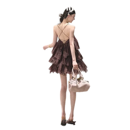 Textured Lace Trim Dress