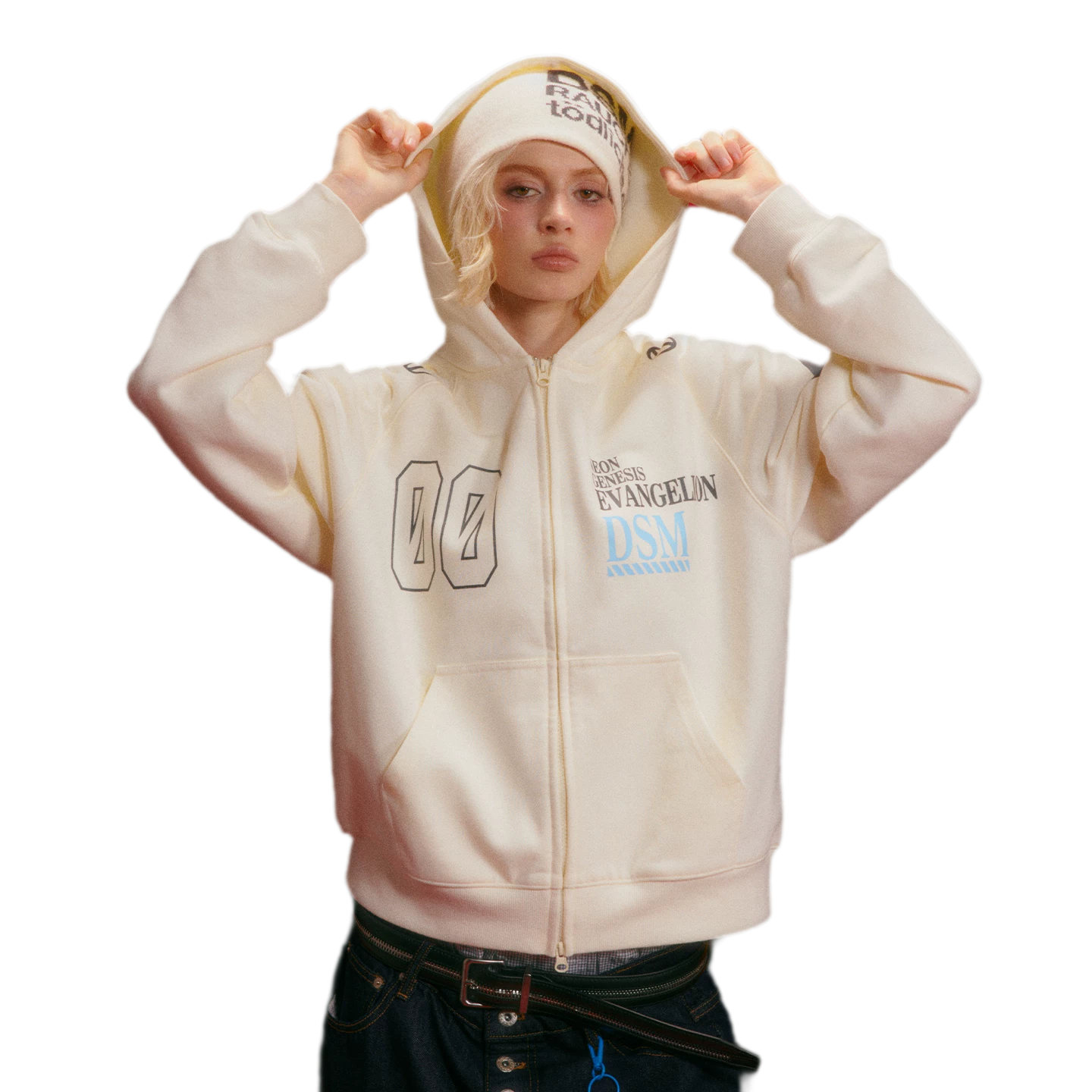 Screen-Printed Loose Hooded Sweatshirt