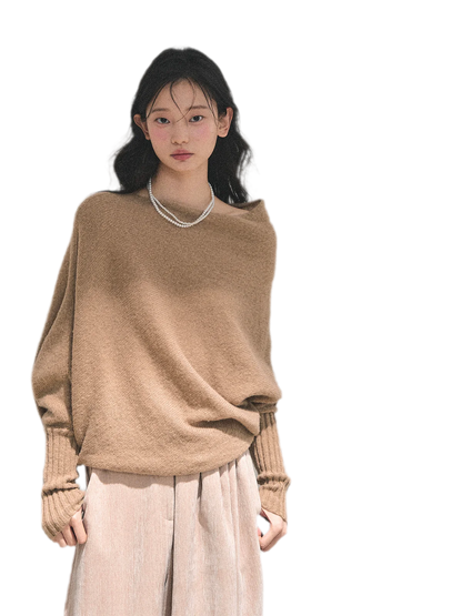 Maglione in maglia morbida con scollo monospalla