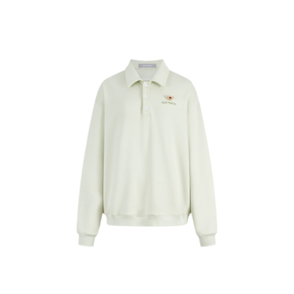 Textured Loose Polo Sweatshirt