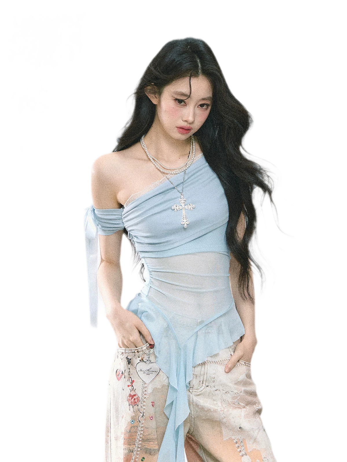 Sheer Off-Shoulder Tee
