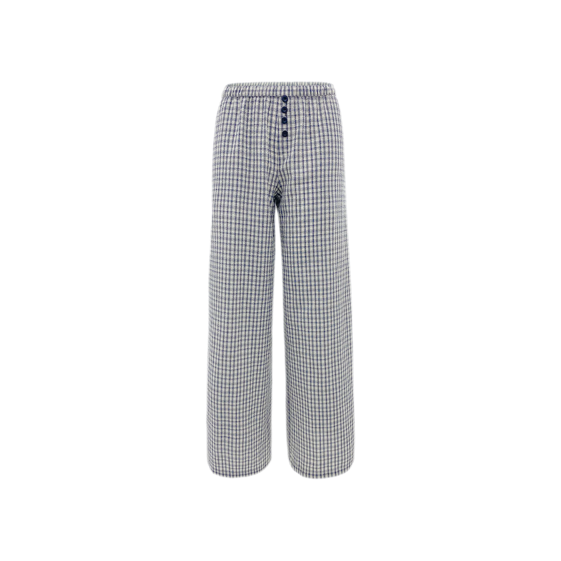 Textured Check Wide-Leg Trousers