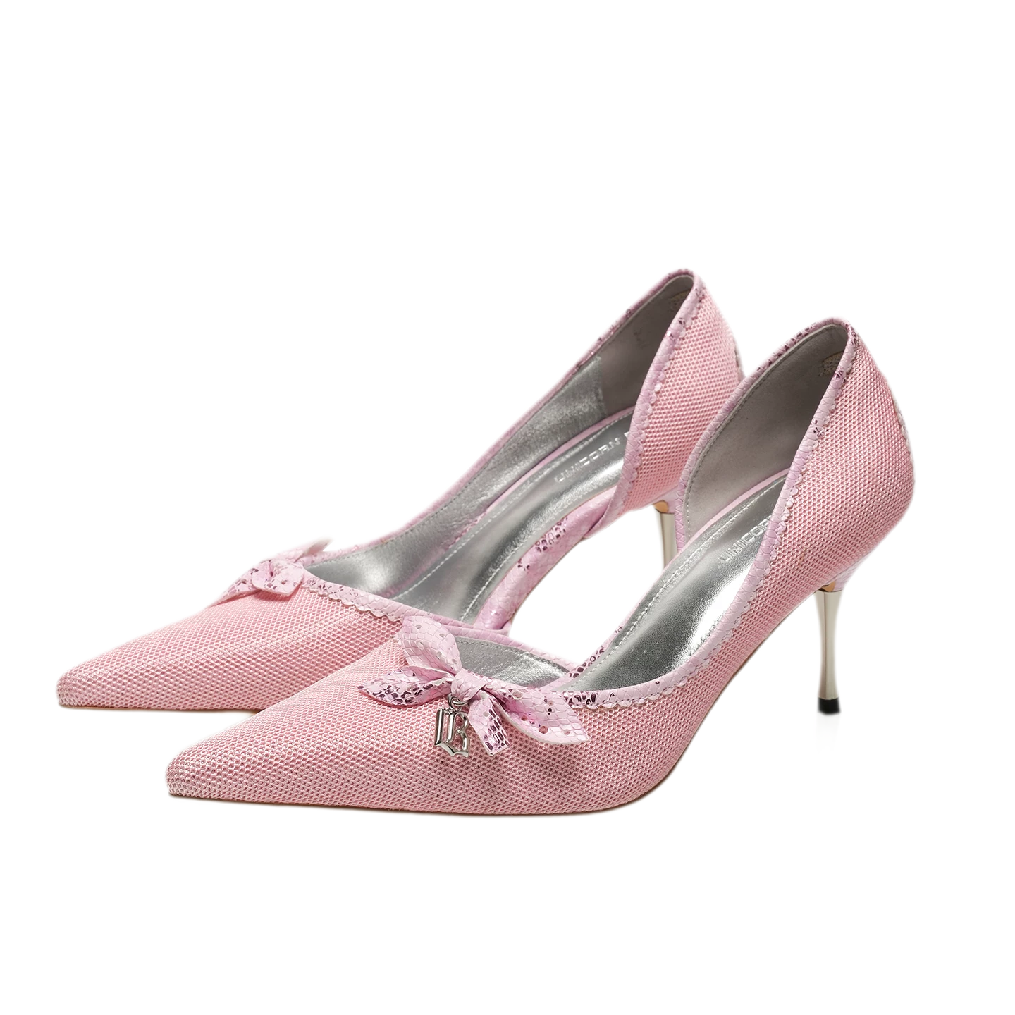 Glossy Bow Pointed-Toe Pumps