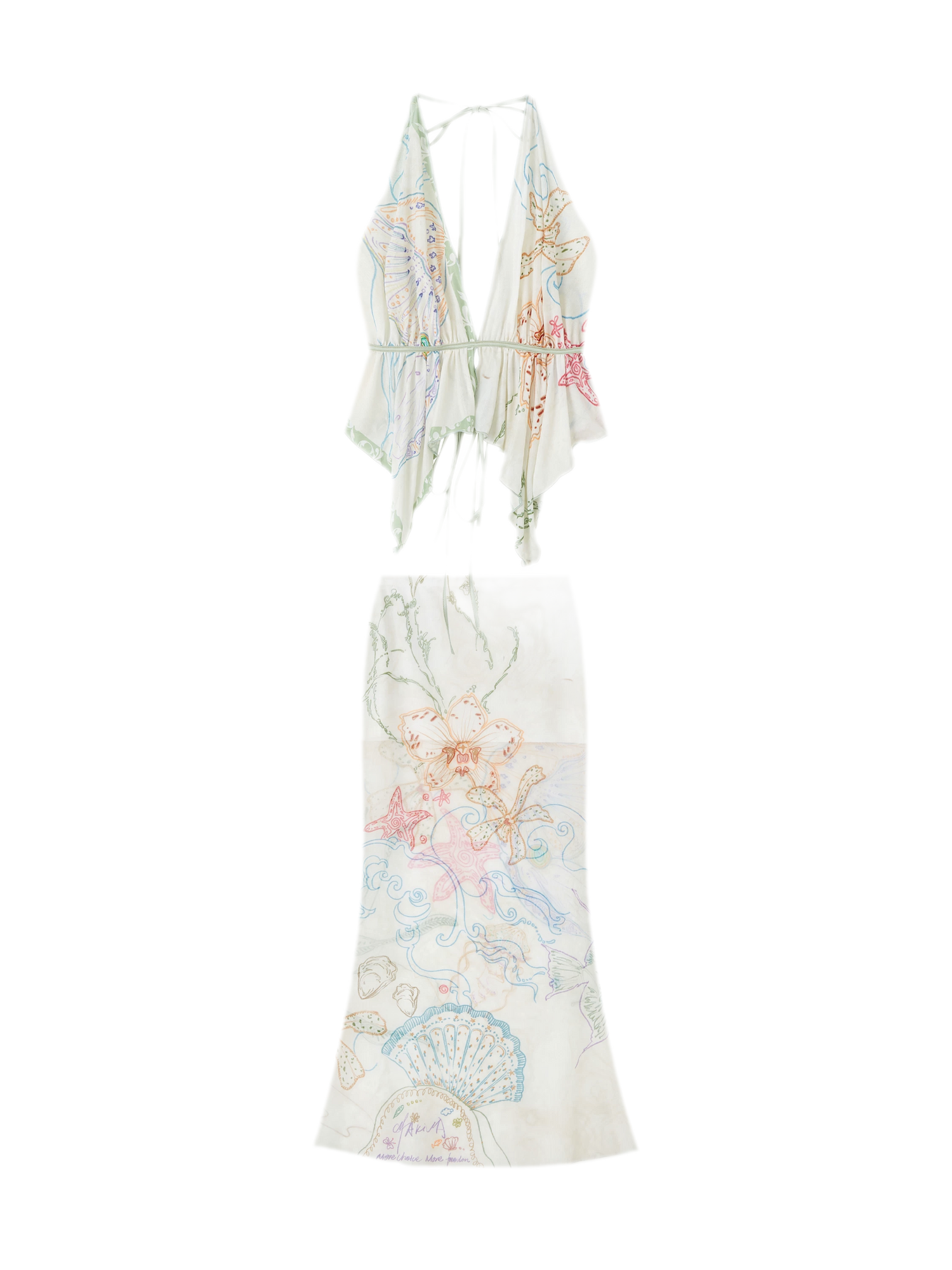 Island Climate Printed Mesh Camisole &amp; Skirt Set