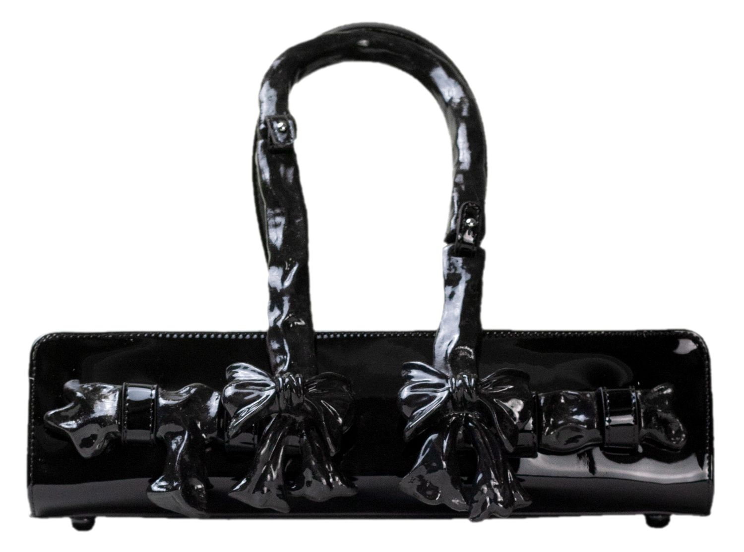 Glossy Bow Handle Handbag