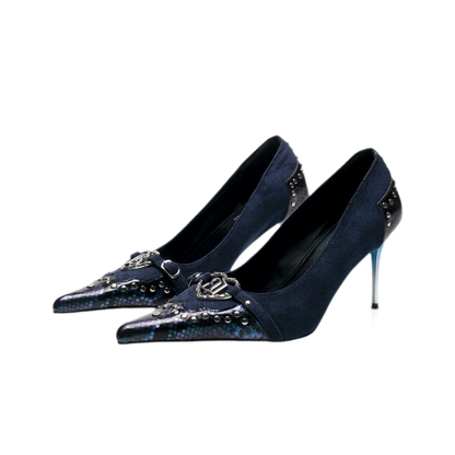 Décolleté con tacco a stiletto sfumate con stampa serpente