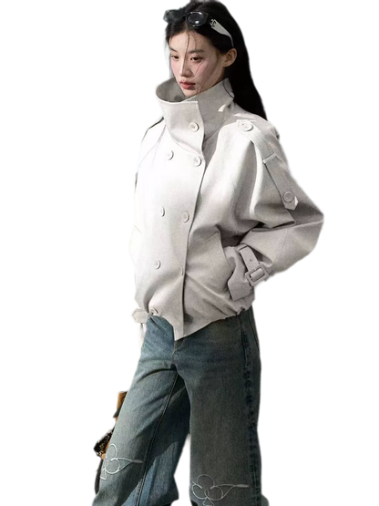 Lyocell Cotton Cropped Trench