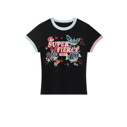 Contrast Print Fitted T-Shirt