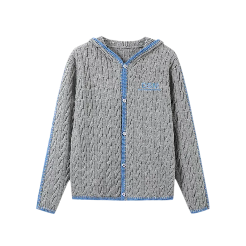 Arctic Velvet Cable-Knit Hooded Cardigan