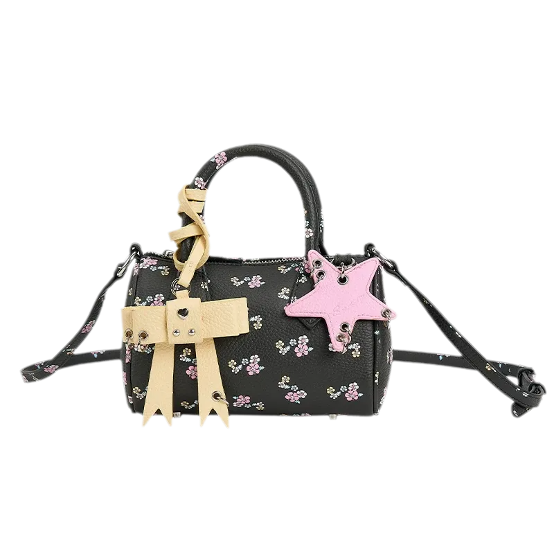 Floral Print Bow Boston Bag