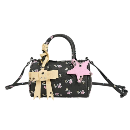 Floral Print Bow Boston Bag