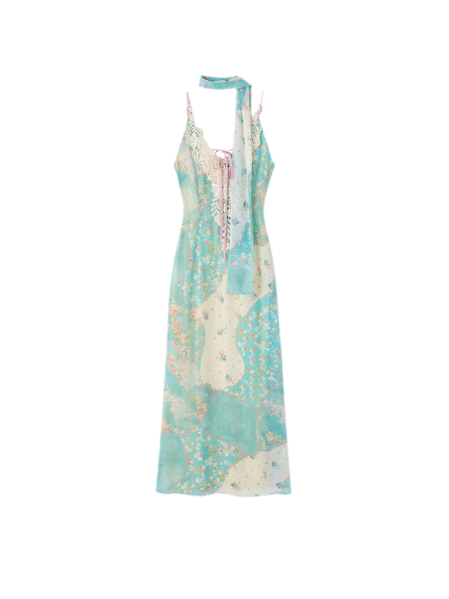 Iris Floral Lace Trim Vintage Dress