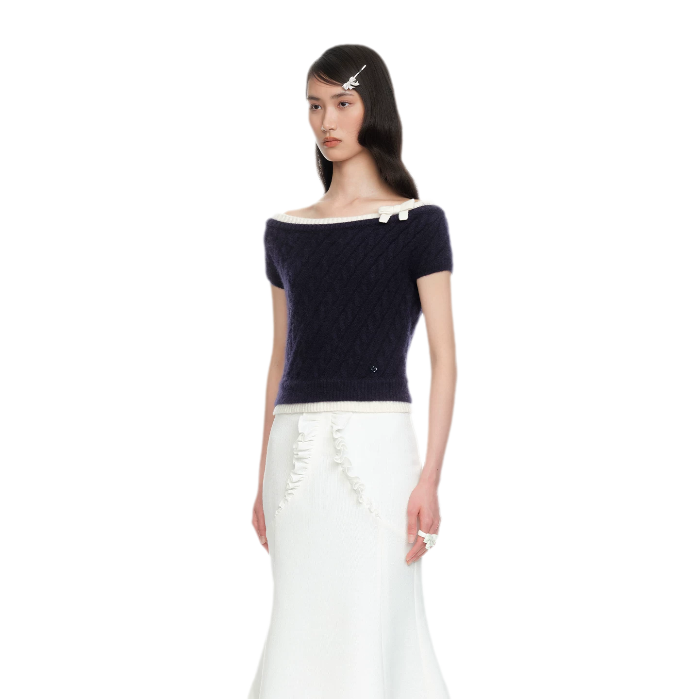 Cable Knit Off-Shoulder Top