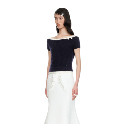 Cable Knit Off-Shoulder Top