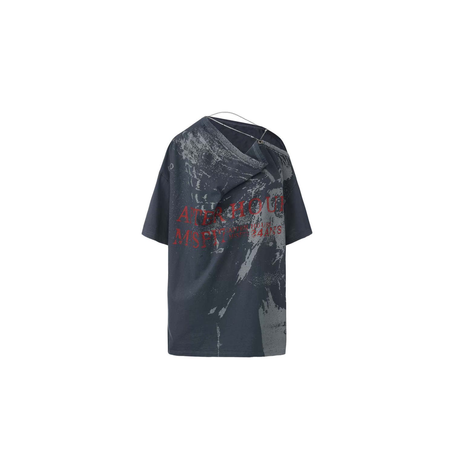 Punk T-shirt with Distressed Print and Open Back