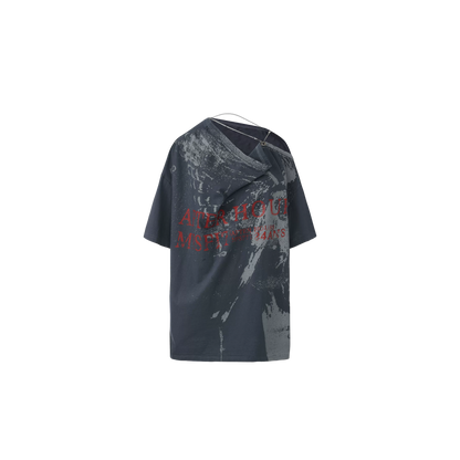 Punk T-shirt with Distressed Print and Open Back