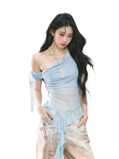 Sheer Off-Shoulder Tee