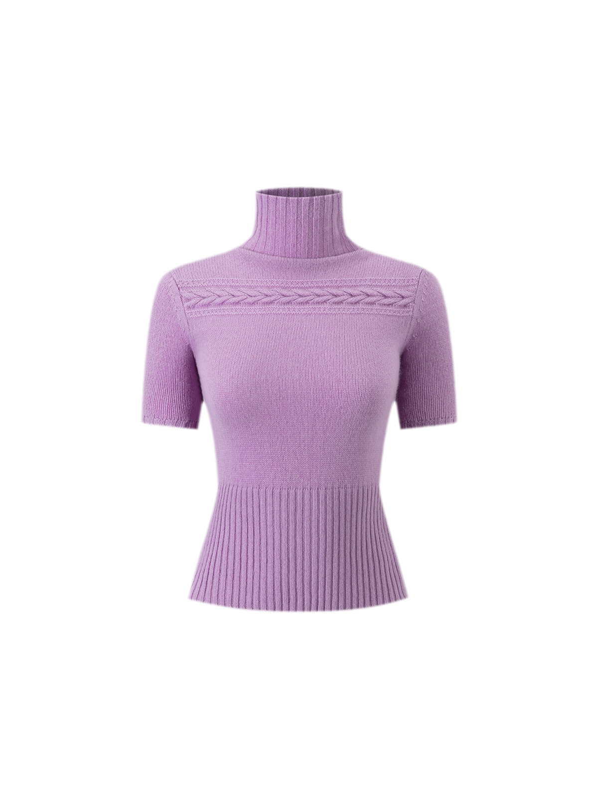 Jersey de cuello alto corto de punto trenzado 100% lana