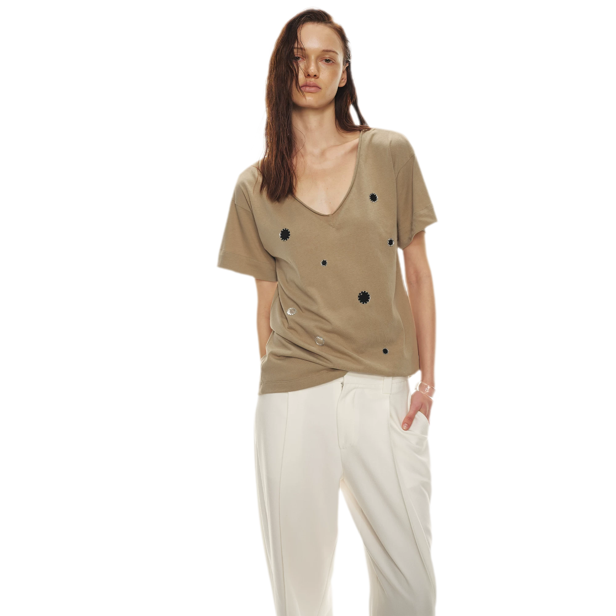 Relaxed Stylish V-Neck Short Sleeve T-Shirt