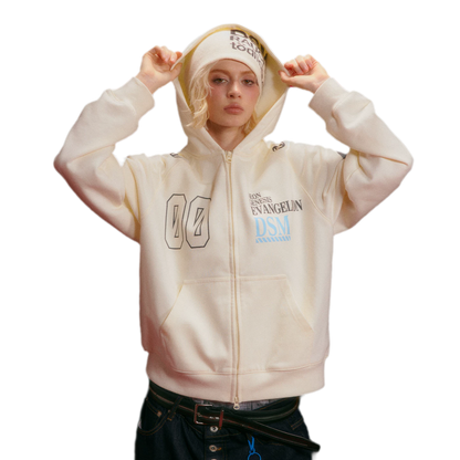 Screen-Printed Loose Hooded Sweatshirt