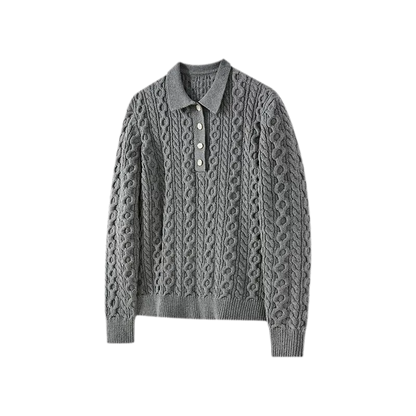 Chunky Cable Knit Polo Sweater