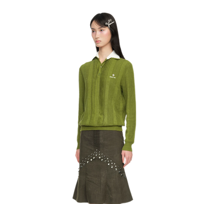 Summer Knit Pullover with Contrasting Collar
