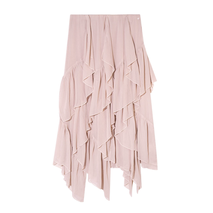 Irregular Ruffle Edge Chiffon Skirt