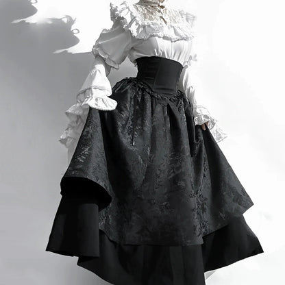 Victorian Ruffle Blouse Skirt Set