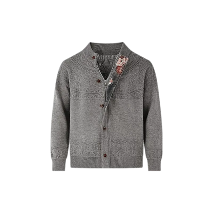 Jacquard Knit Zip Cardigan