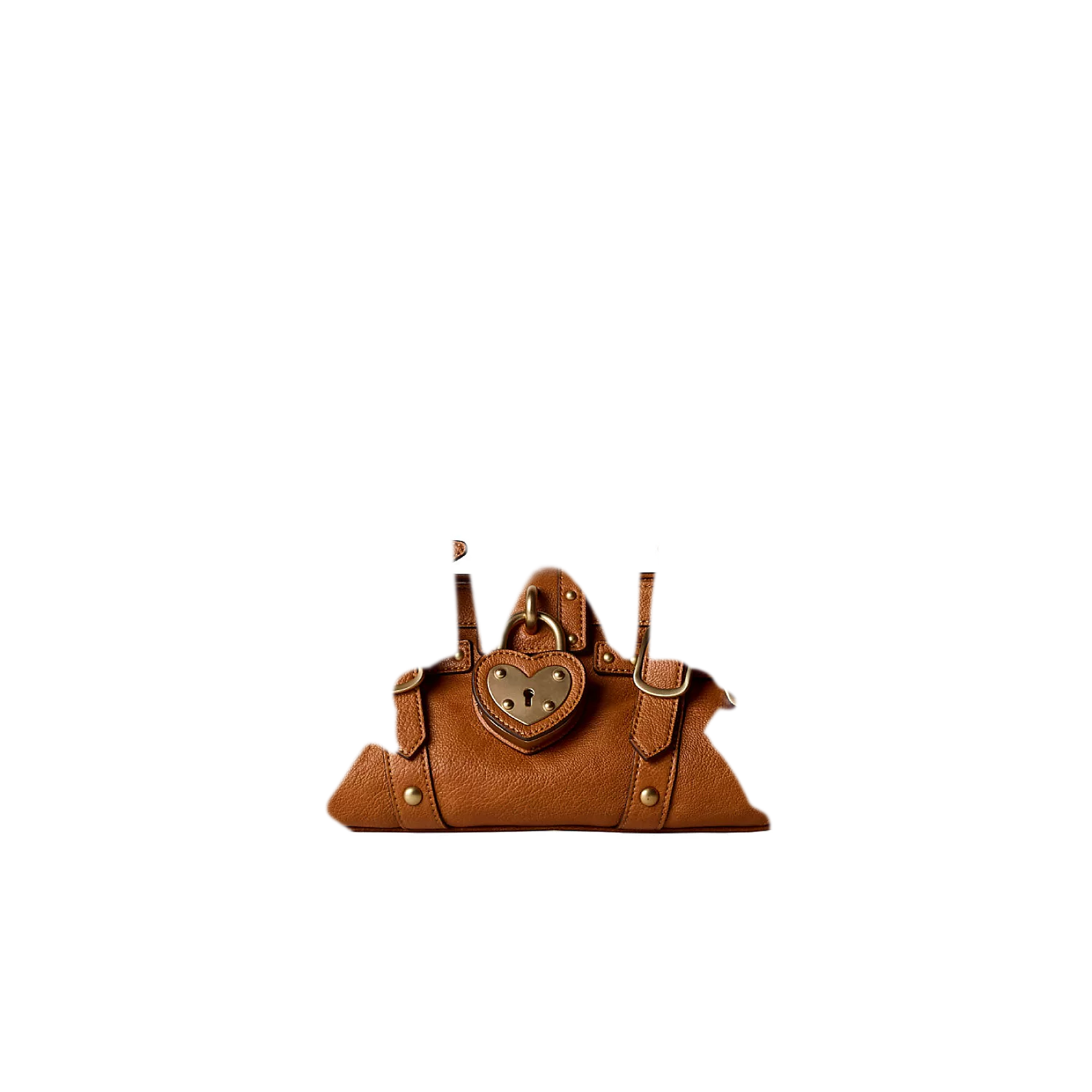Textured Heart-Lock Top-Handle Bag
