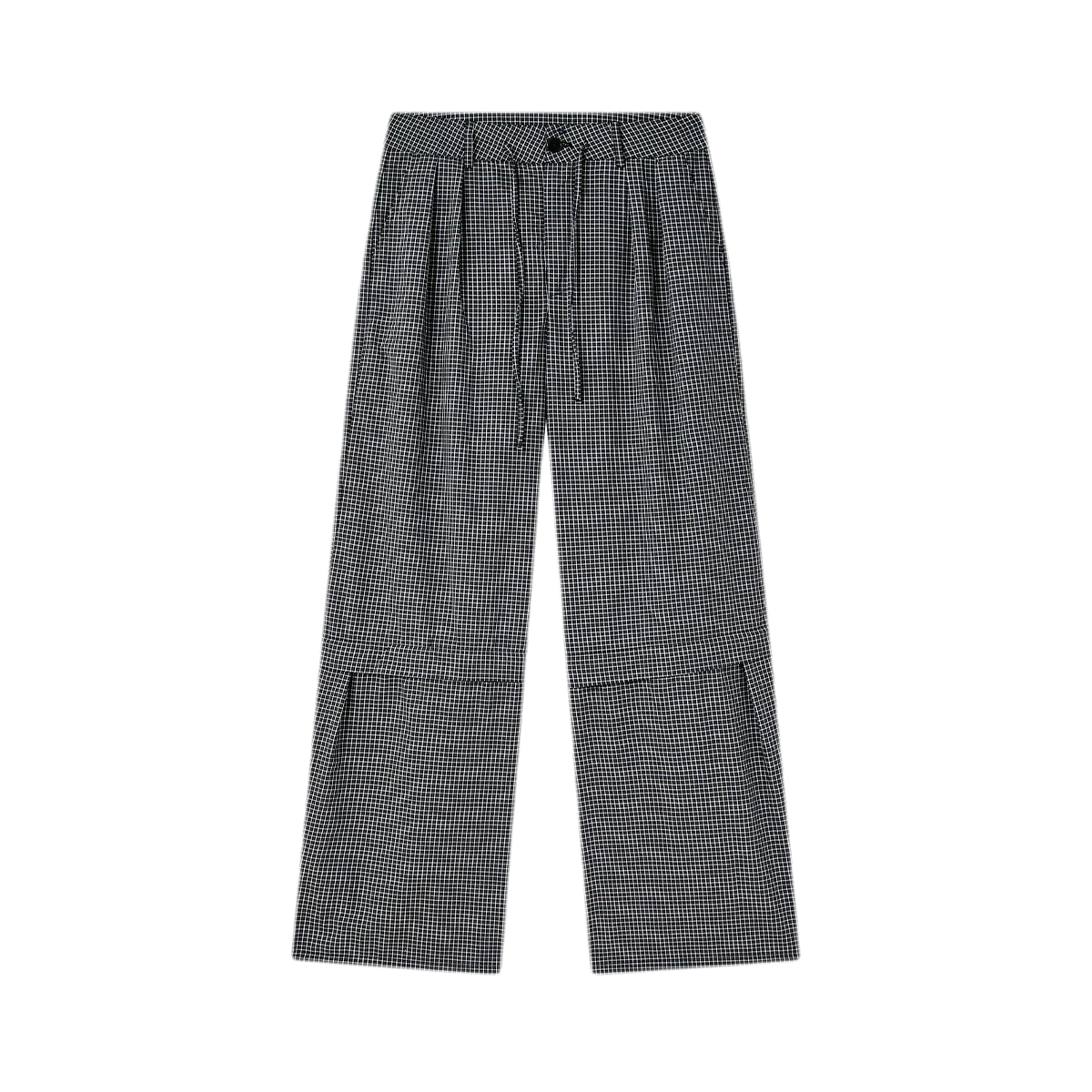 Detachable Check Straight-Leg Trousers