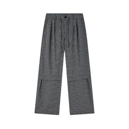 Detachable Check Straight-Leg Trousers