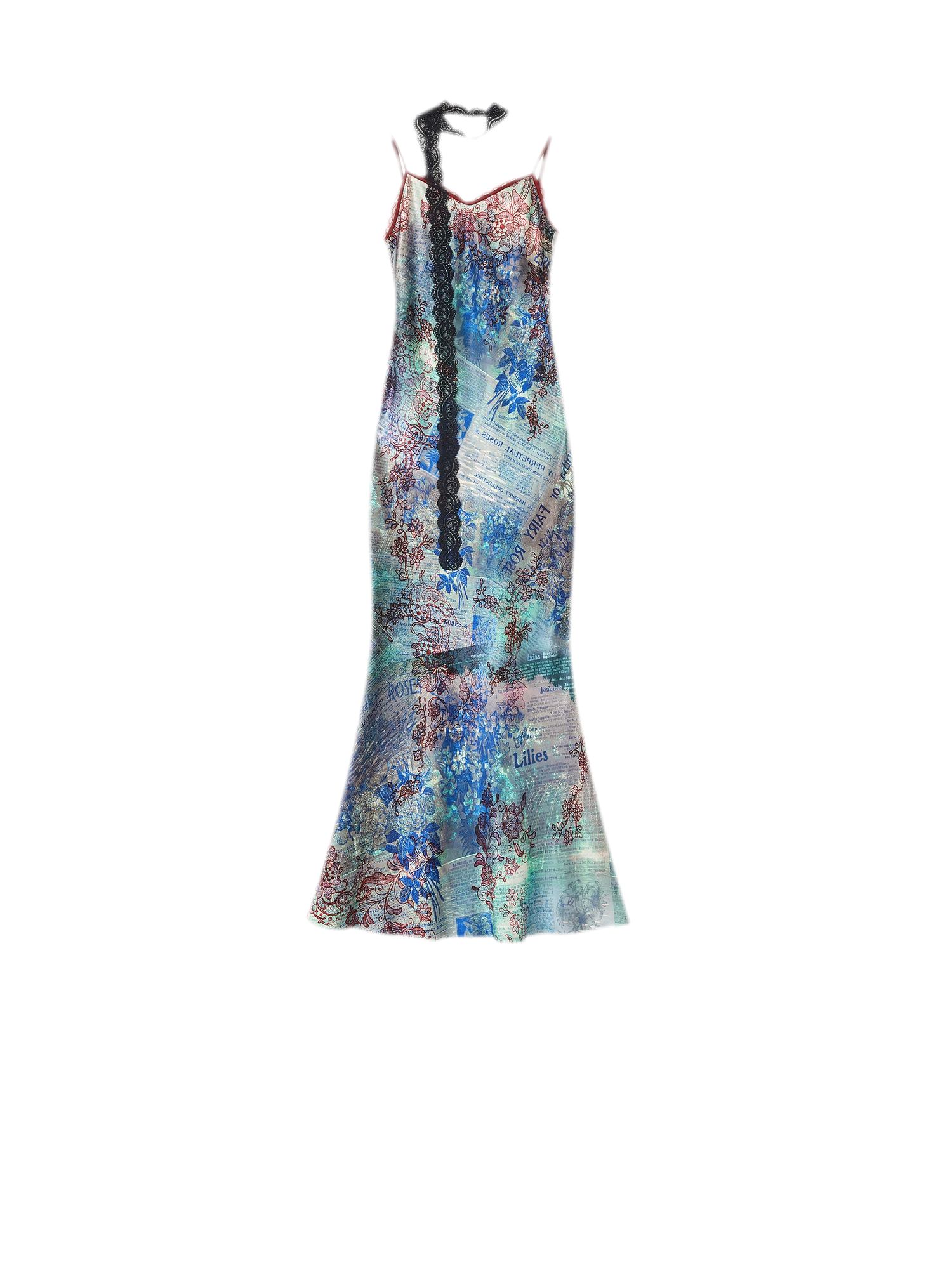 Botanical Print Bias-Cut Camisole Long Dress