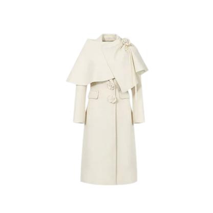 Long-Pile Wool Cape Coat