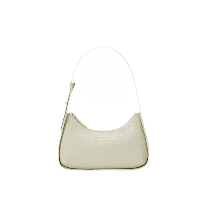 Crocodile Textured Curved Shoulder Bag