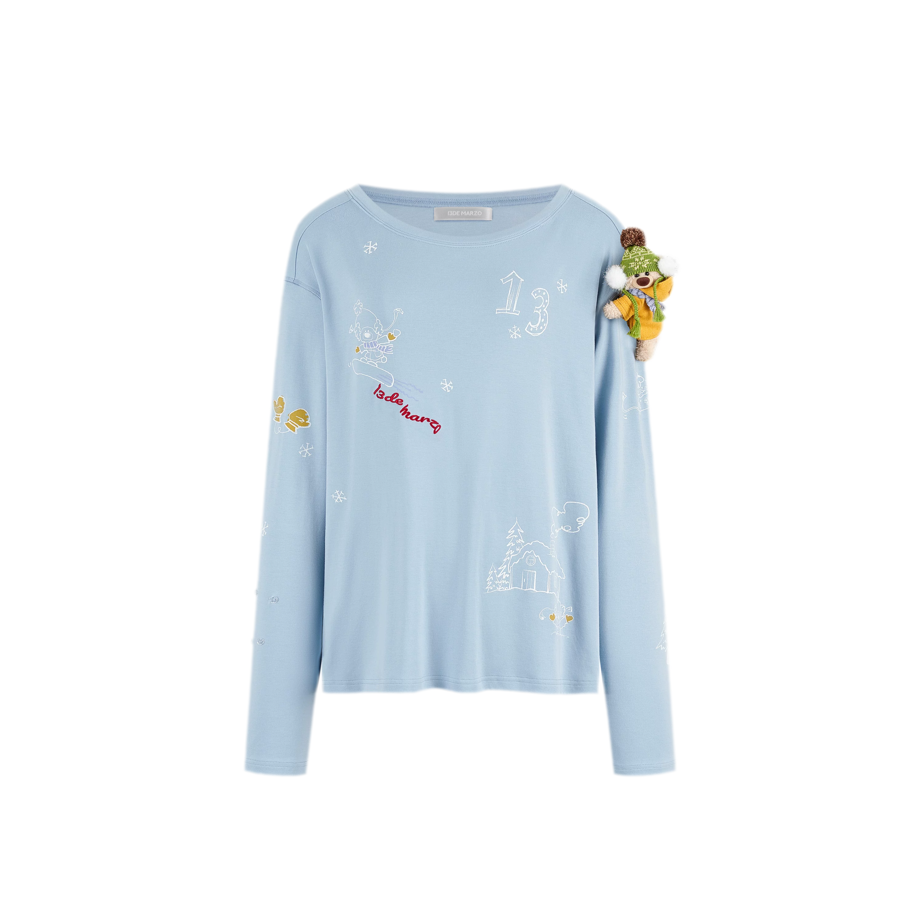 Graphic Off-Shoulder Long-Sleeve T-Shirt