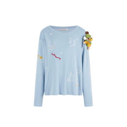 Graphic Off-Shoulder Long-Sleeve T-Shirt