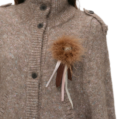 Waffle Knit Toggle Collar Cardigan