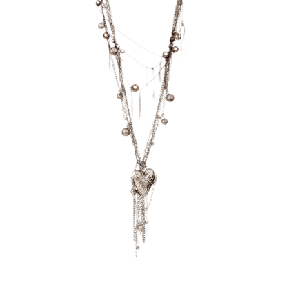 Vintage French Multi-Layer Heart Tassel Necklace