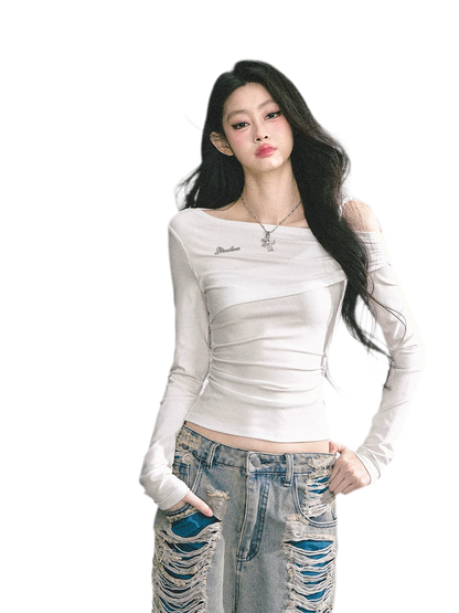 Lace Cutout Shoulder Tee