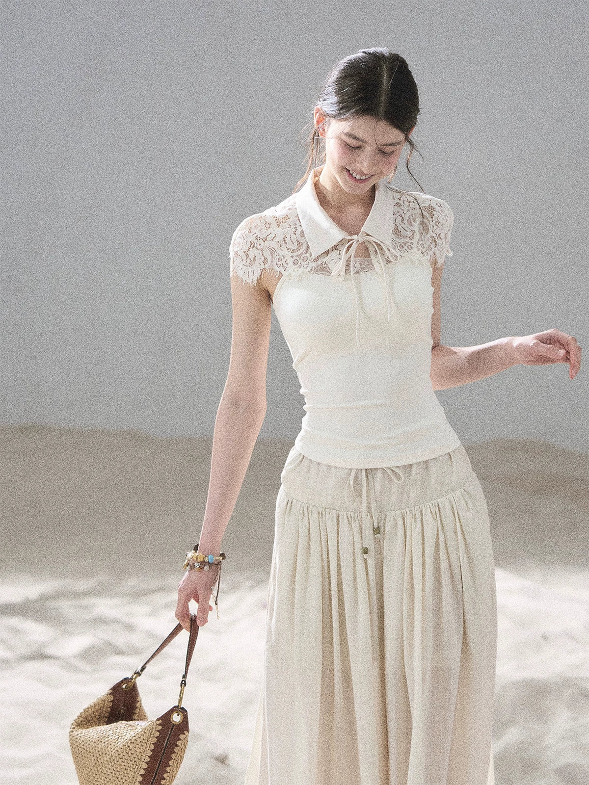 "Moonlight Rose Poem" Lace Puff Dress
