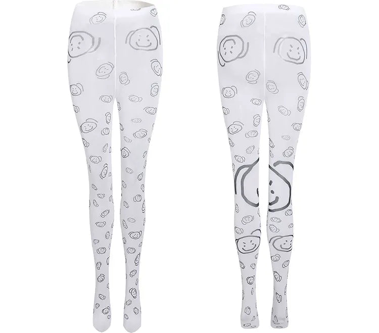 Graphic High-Stretch Footed Tights