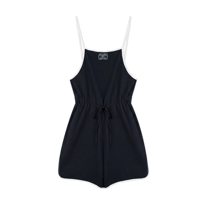 Contrast Piping Drawstring Waist Jumpsuit