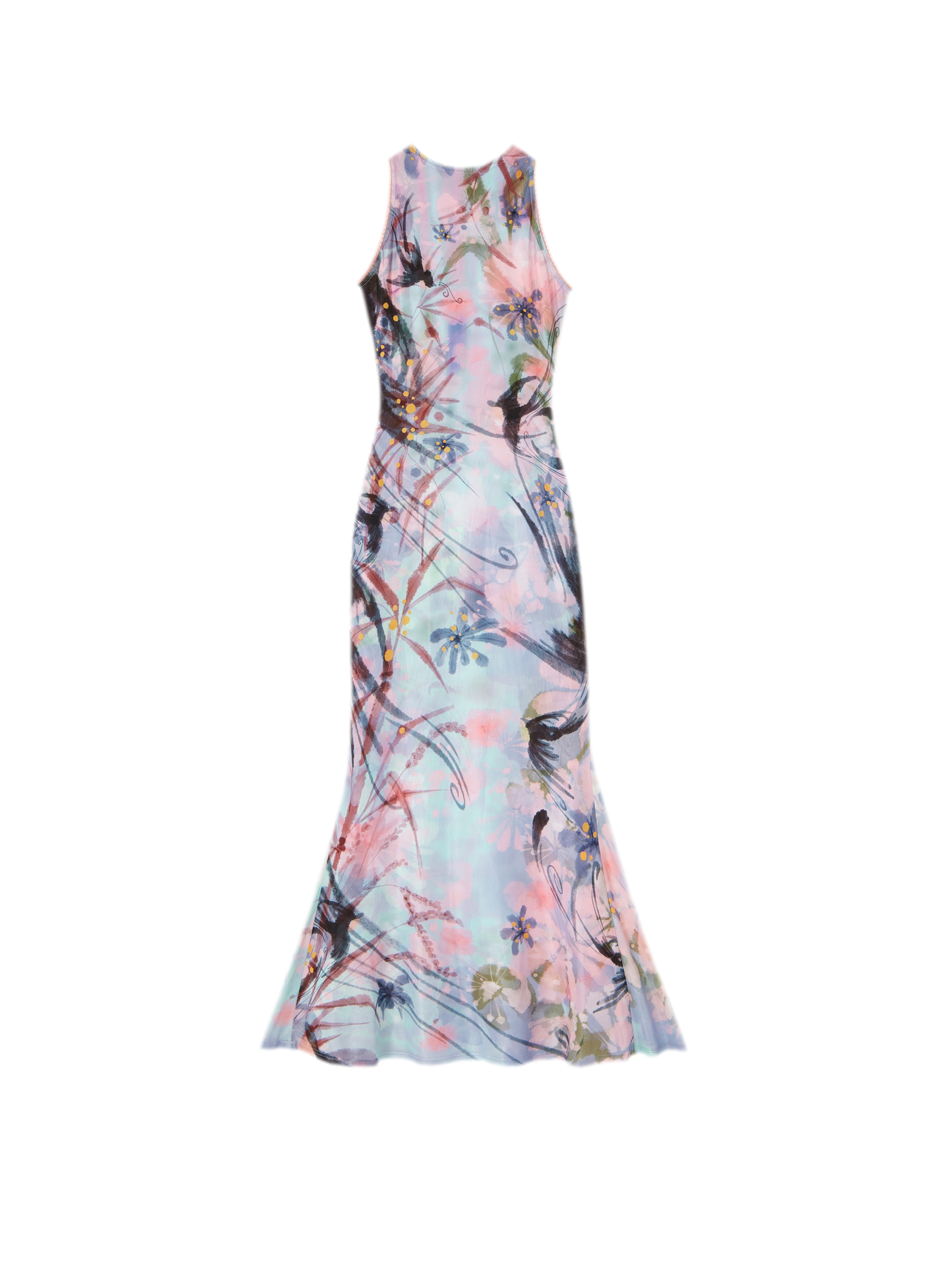 Printed Mock Neck Mermaid Dress